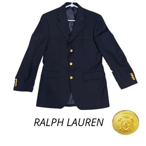 Ralph Lauren Navy Blue 100% Pure Wool Blazer Size 36 Reg